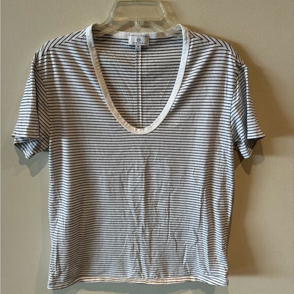 AG Adriano Goldschmeid Henson striped scoop neck tee size medium - Picture 2 of 6